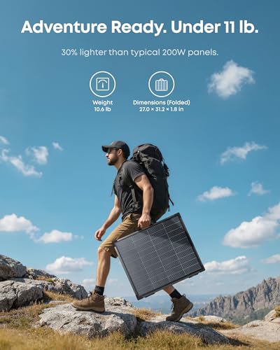 Anker SOLIX PS200 Bifacial Portable Solar Panel, 200W Foldable Solar Charger with Dual-Sided Power Generation, 25%+ High Conversion Efficiency, for