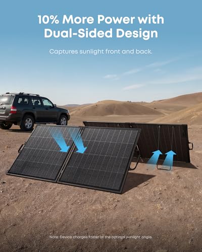 Anker SOLIX PS200 Bifacial Portable Solar Panel, 200W Foldable Solar Charger with Dual-Sided Power Generation, 25%+ High Conversion Efficiency, for