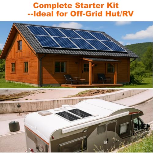 1.92KWH Complete Solar Panel Kit for RV Off Grid Solar System |1x100Ah LiFePO4 Lithium Batteries| 4x120W Mono Rigid Solar Panels |1000W Power
