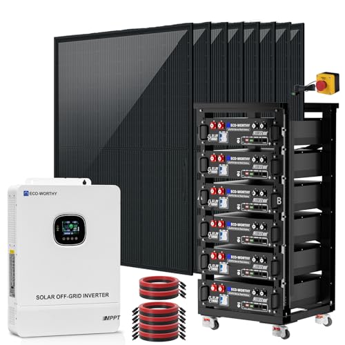 ECO-WORTHY 10KW Output Home Off-Grid Solar Power System: 30.72kwh Server Cabinet with Communication Lithium Battery, Large Capacity, More
