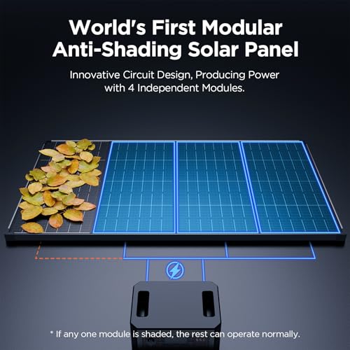 4PCS 215 Watt Anti-Shading Bifacial Solar Panel,N-Type 16BB Monocrystalline PV Module, Over 25% High Efficiency,Ideal for 12V/24V/36V/48V