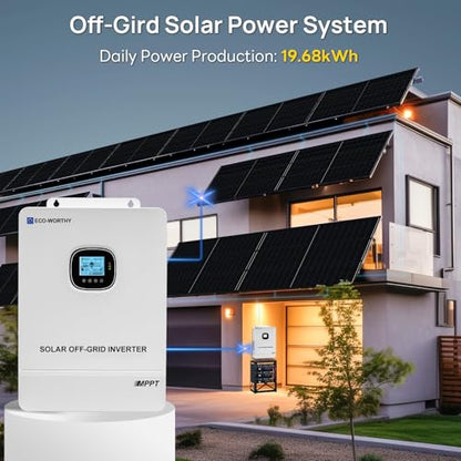 ECO-WORTHY 10KW Output Home Off-Grid Solar Power System: 30.72kwh Server Cabinet with Communication Lithium Battery, Large Capacity, More