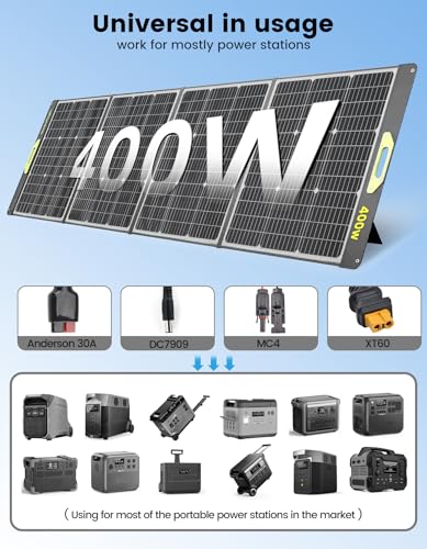 800W Portable Solar Panel, 2pcs 400W Portable Solar Panels 39V, 23% Efficiency Foldable IP67 Waterproof Adjustable Kickstands, Off-Grid Power Smart
