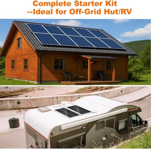 1.92KWH Complete Solar Panel Kit for RV Off Grid Solar System |2x100Ah LiFePO4 Lithium Batteries| 4x120W Mono Rigid Solar Panels |2000W Power
