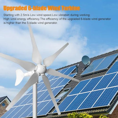 640W Solar Wind Power Kit Hybrid System12V, 2x120W Solar Panel+400W Wind Turbine with Wind Controller+12.8V 100Ah LiFePO4 Battery+1000W Pure Power