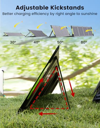 800W Portable Solar Panel, 2pcs 400W Portable Solar Panels 39V, 23% Efficiency Foldable IP67 Waterproof Adjustable Kickstands, Off-Grid Power Smart