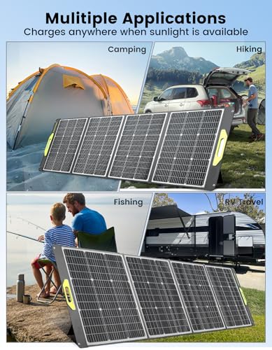 800W Portable Solar Panel, 2pcs 400W Portable Solar Panels 39V, 23% Efficiency Foldable IP67 Waterproof Adjustable Kickstands, Off-Grid Power Smart