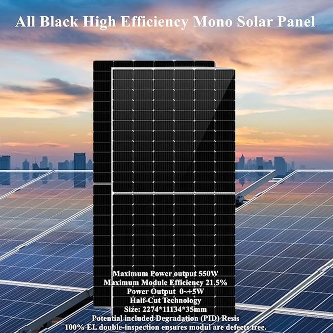 30KW Hybrid Solar Power System Complete Kit 54PCS 550W Solar Panel (30KW) + 3 Sets 48V 10KW Split Phase Inverter Built in MPPT+ 6 Sets-51.2V 314Ah