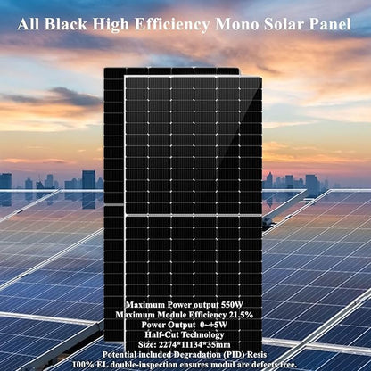 30KW Hybrid Solar Power System Complete Kit 54PCS 550W Solar Panel (30KW) + 3 Sets 48V 10KW Split Phase Inverter Built in MPPT+ 6 Sets-51.2V 314Ah