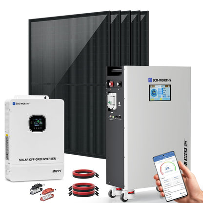ECO WORTHY 10000W Output Complete Off-Grid Solar Panel Kit for Home| 10KW 120V/240V Output Split Phase Inverter| 48V 314Ah16.1kWh High Capacity